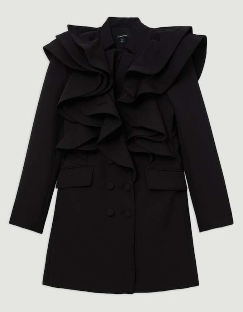 Tailored Drama Ruffled Double Breasted Blazer Dress