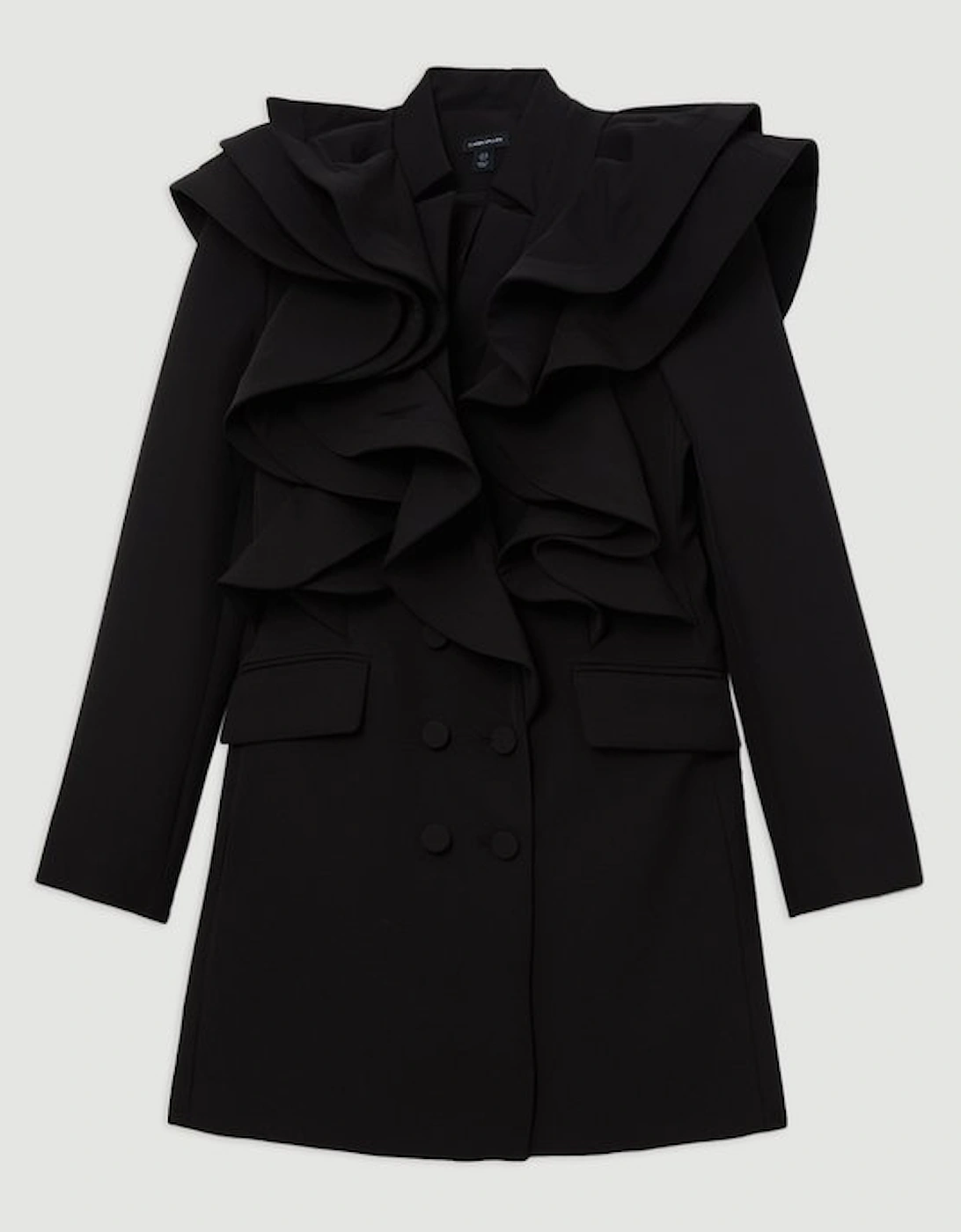 Tailored Drama Ruffled Double Breasted Blazer Dress