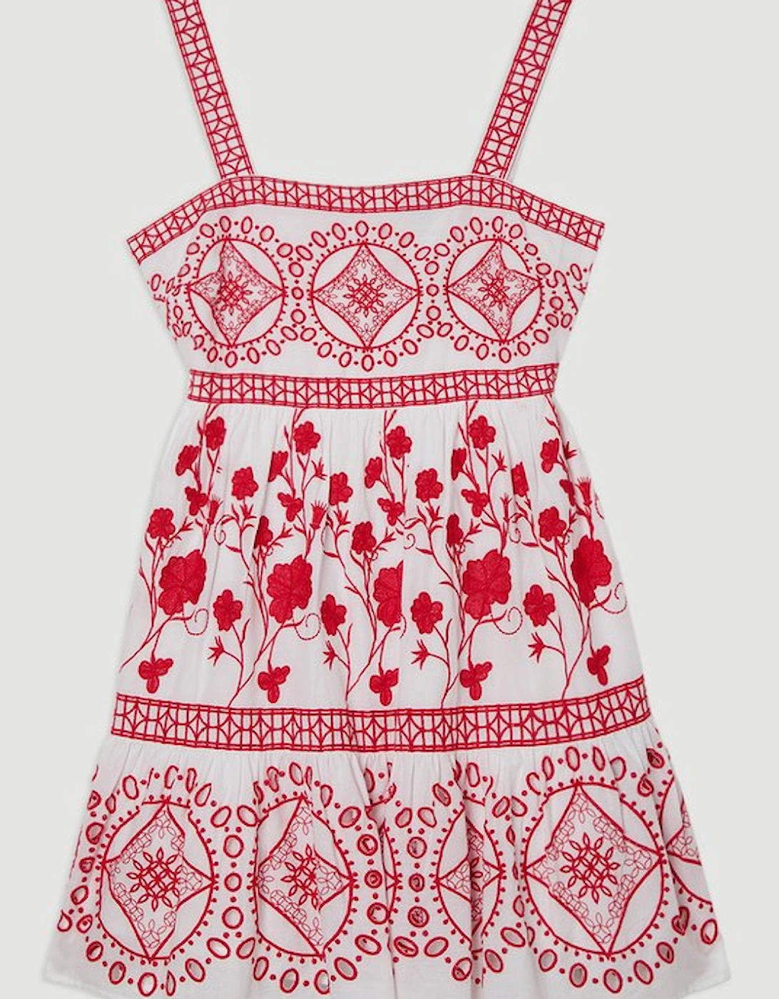 Floral & Geo Embroidered Mini Dress