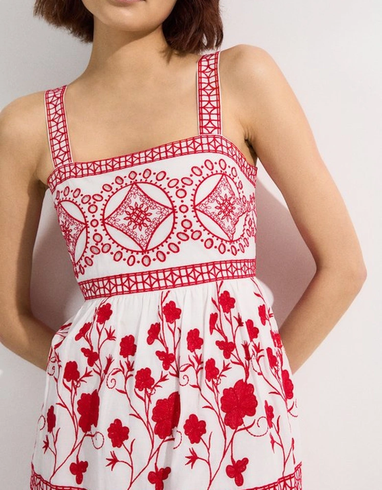 Floral & Geo Embroidered Mini Dress