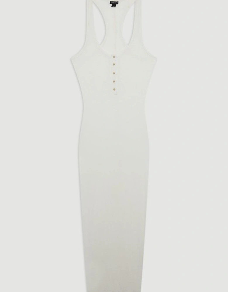 Lux Viscose Rib Jersey Racer Back Midi Dress