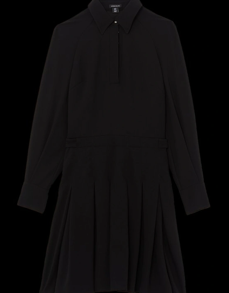 Tailored Crepe Pleated Mini Dress