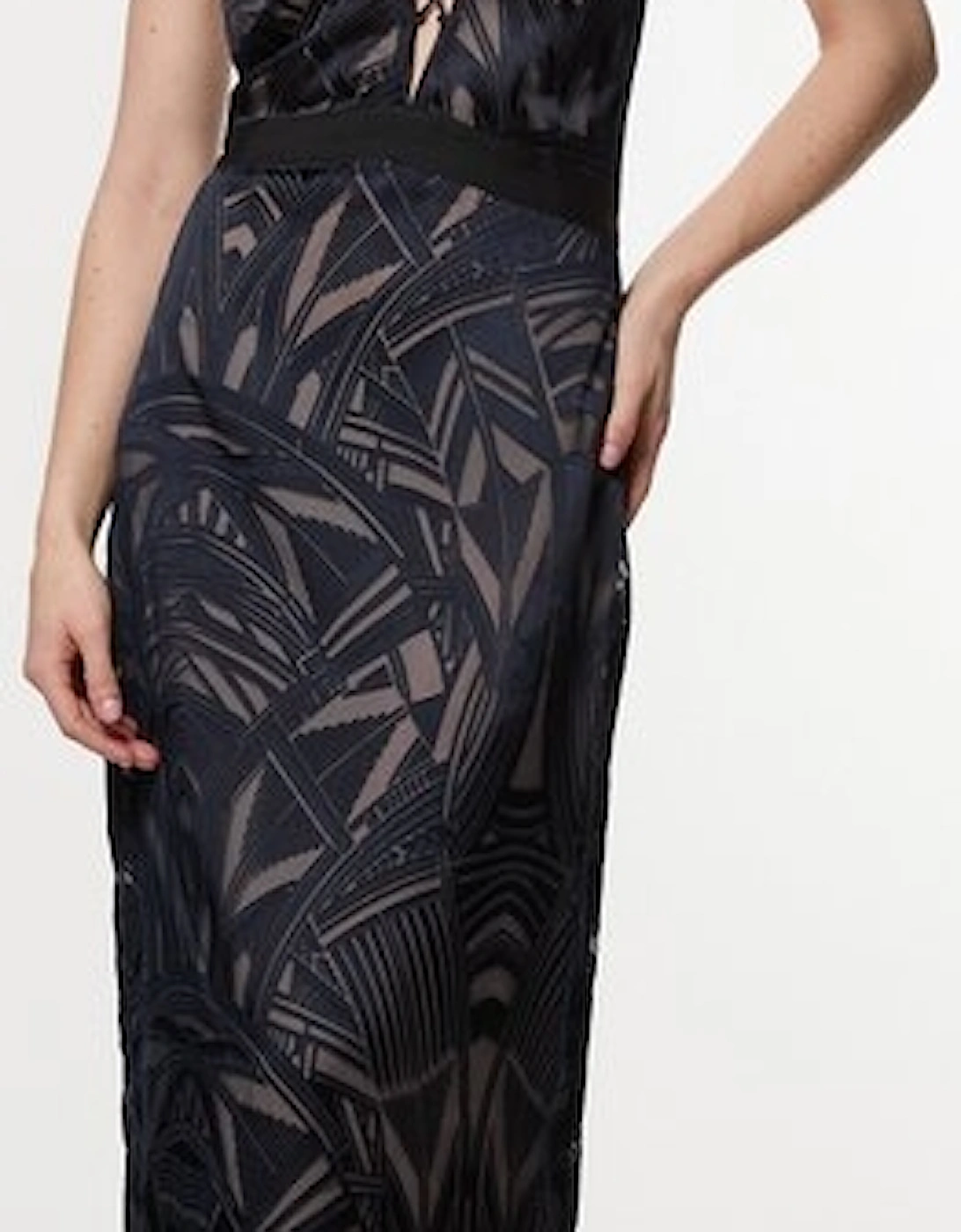 Amelia Graham Burnout Lace Up Detail Woven Column Dress, 5 of 4