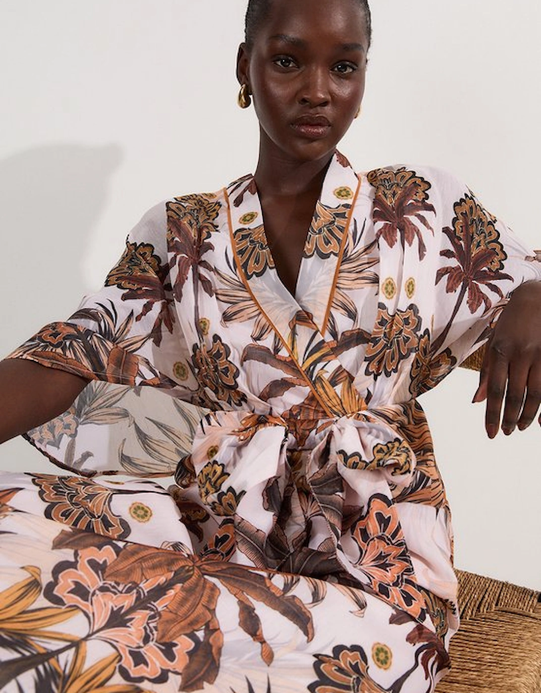 Abstract Print Cotton Kimono Sleeve Woven Maxi Dress, 5 of 4