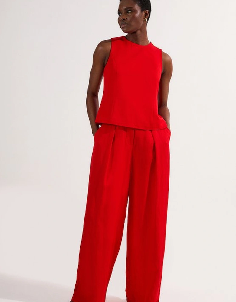 Viscose Linen Tailored Button Shell Top