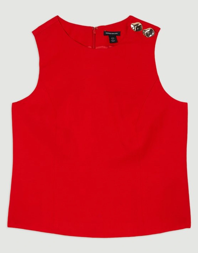 Viscose Linen Tailored Button Shell Top