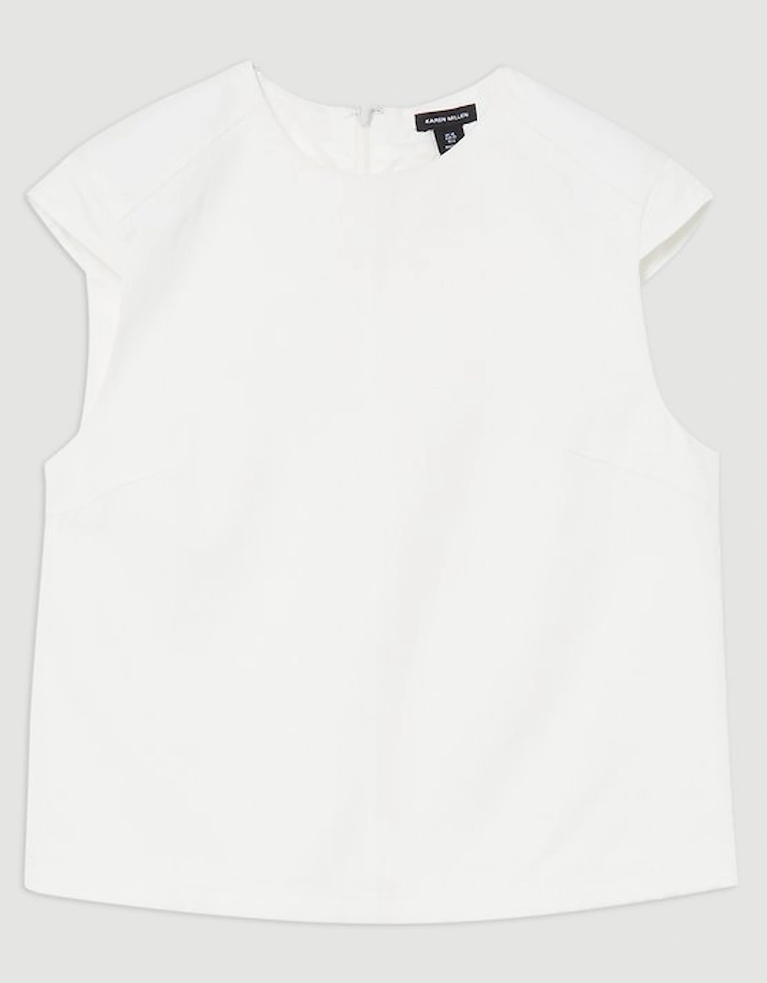 Tailored Viscose Linen Topstitch Detail Top