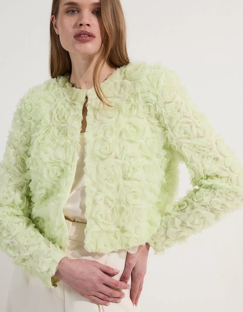 Rosette Texture Crop Woven Jacket
