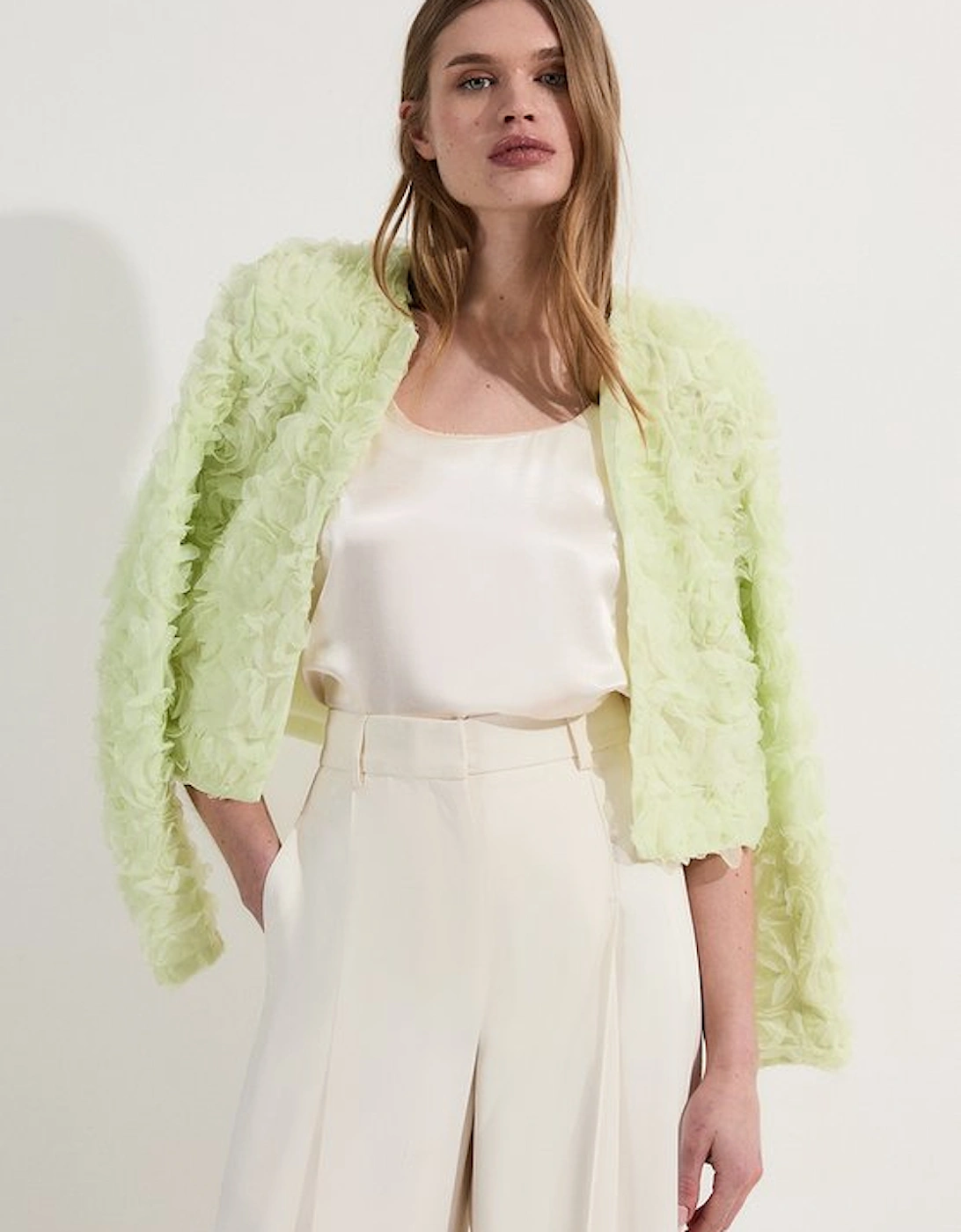 Rosette Texture Crop Woven Jacket, 5 of 4