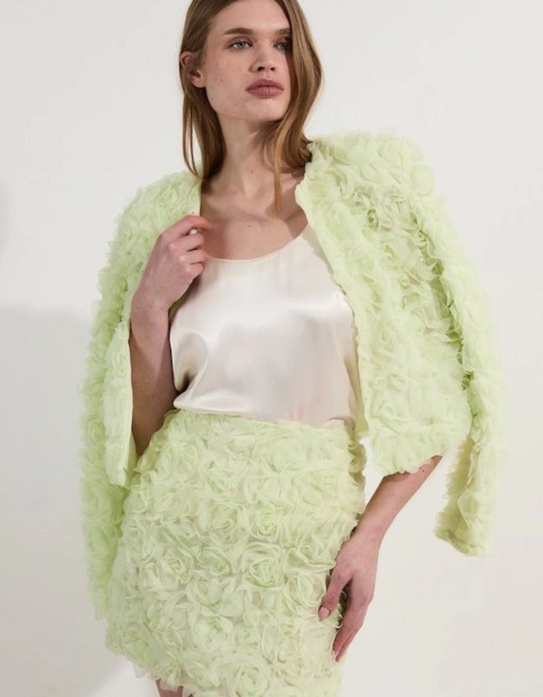 Rosette Texture Crop Woven Jacket