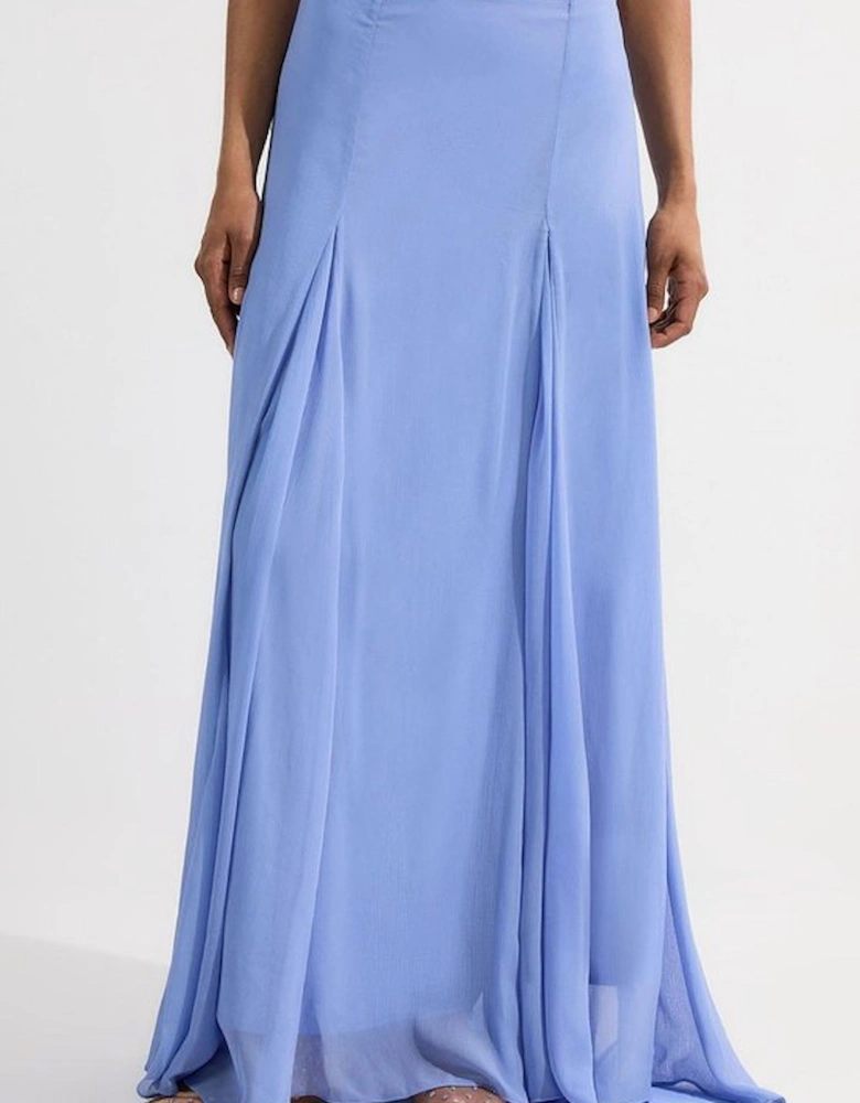 Crinkle Georgette Godet Woven Maxi Skirt