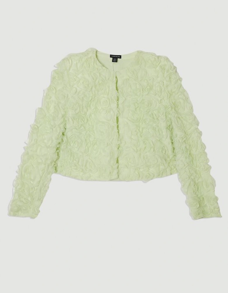 Rosette Texture Crop Woven Jacket