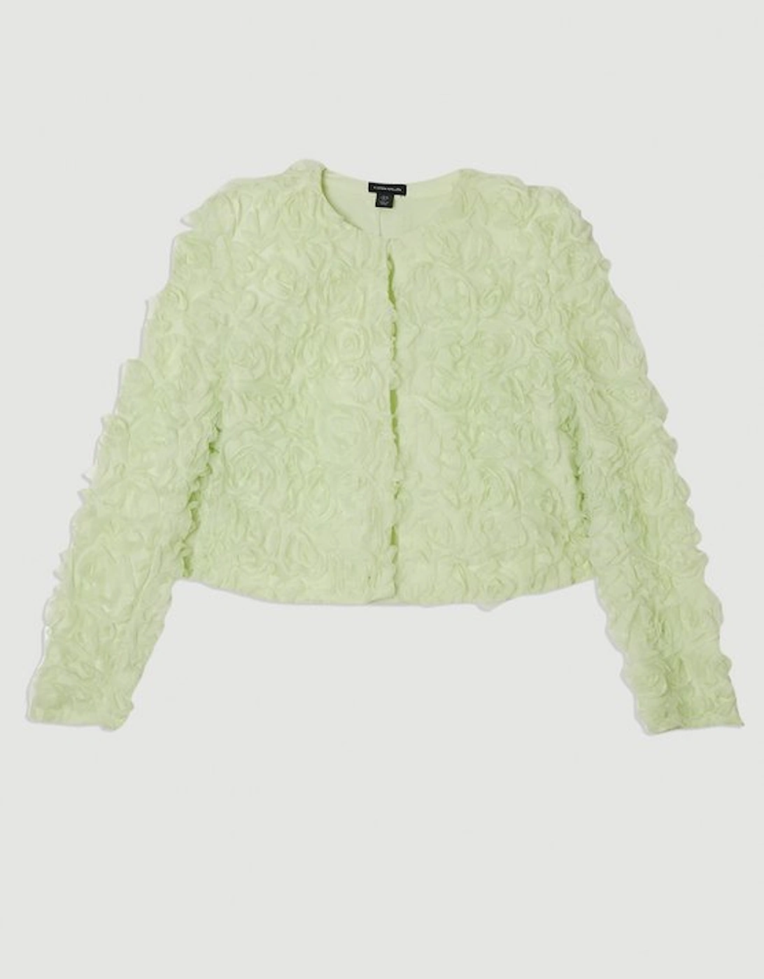 Rosette Texture Crop Woven Jacket