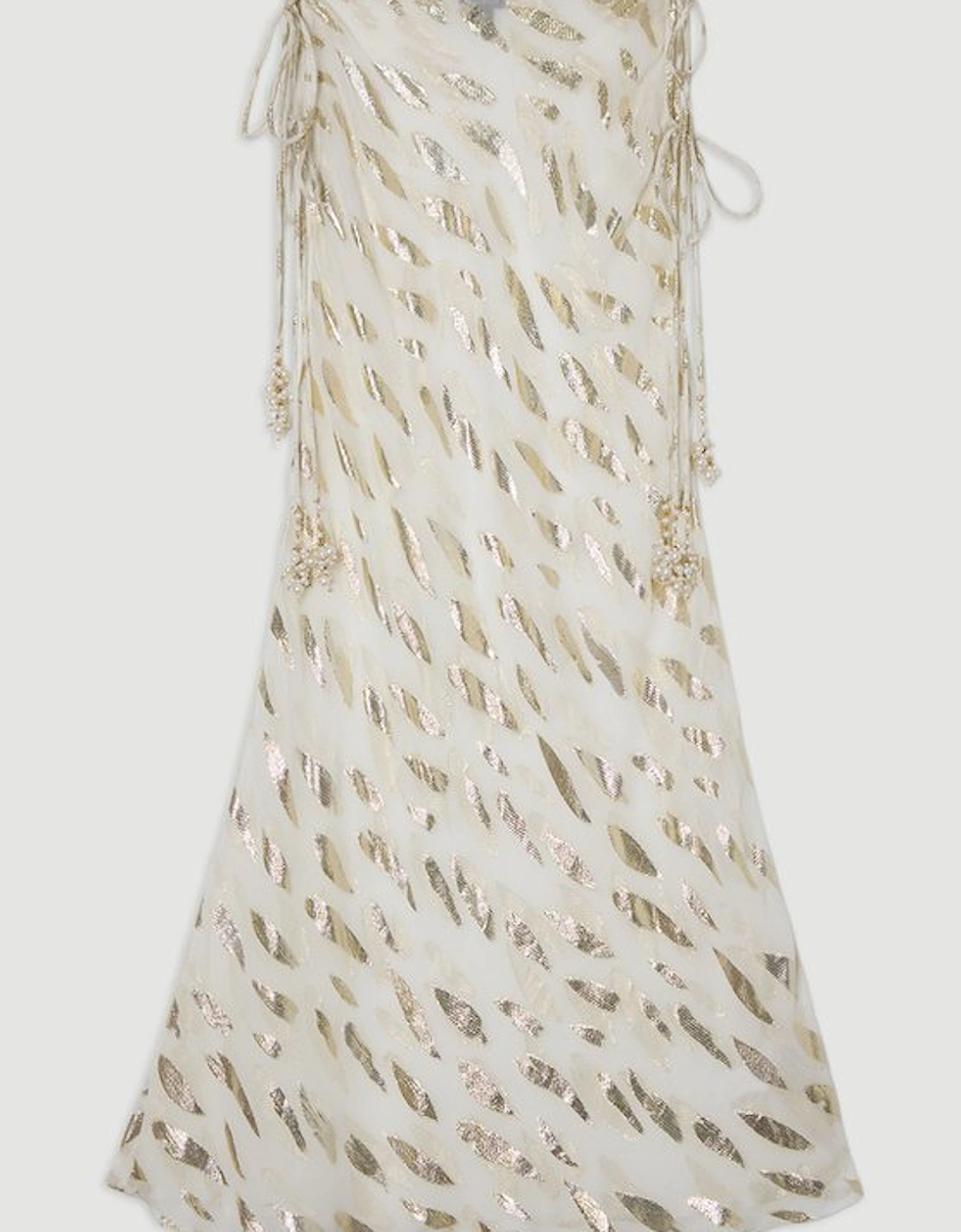 Beach Metallic Thread Tie Waist Maxi Skirt