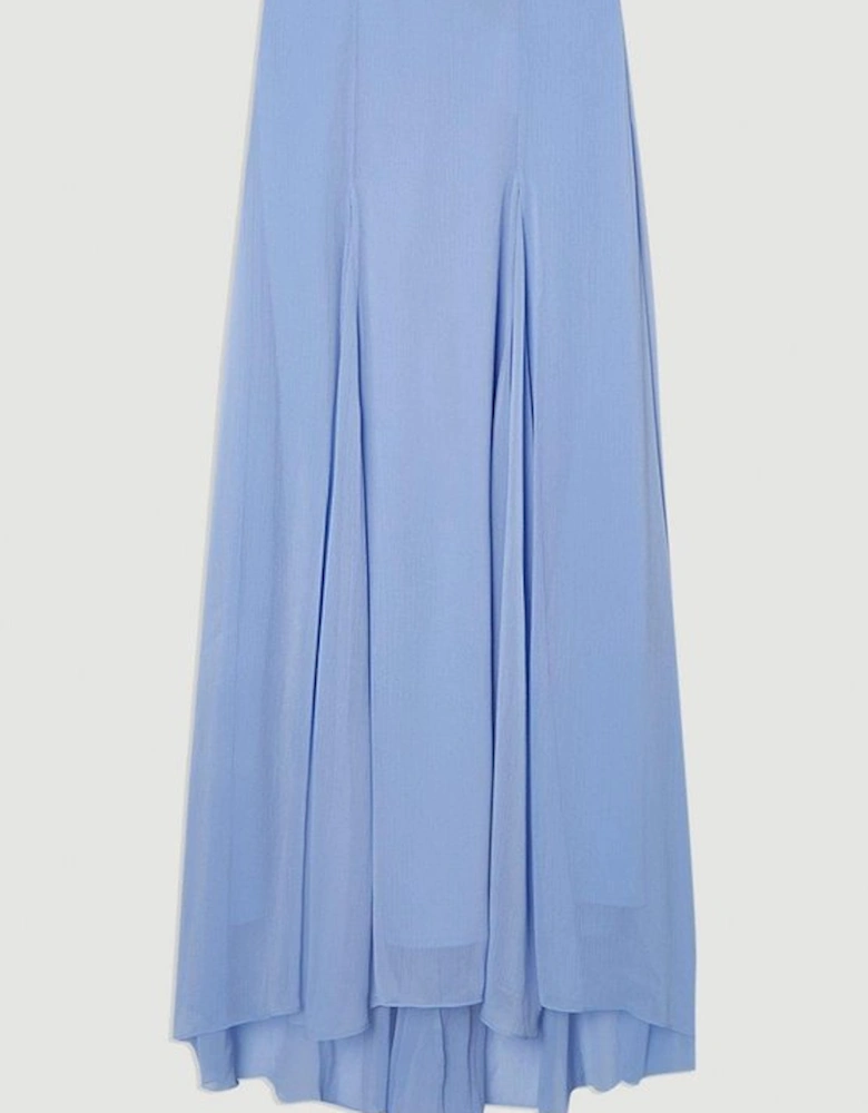 Crinkle Georgette Godet Woven Maxi Skirt