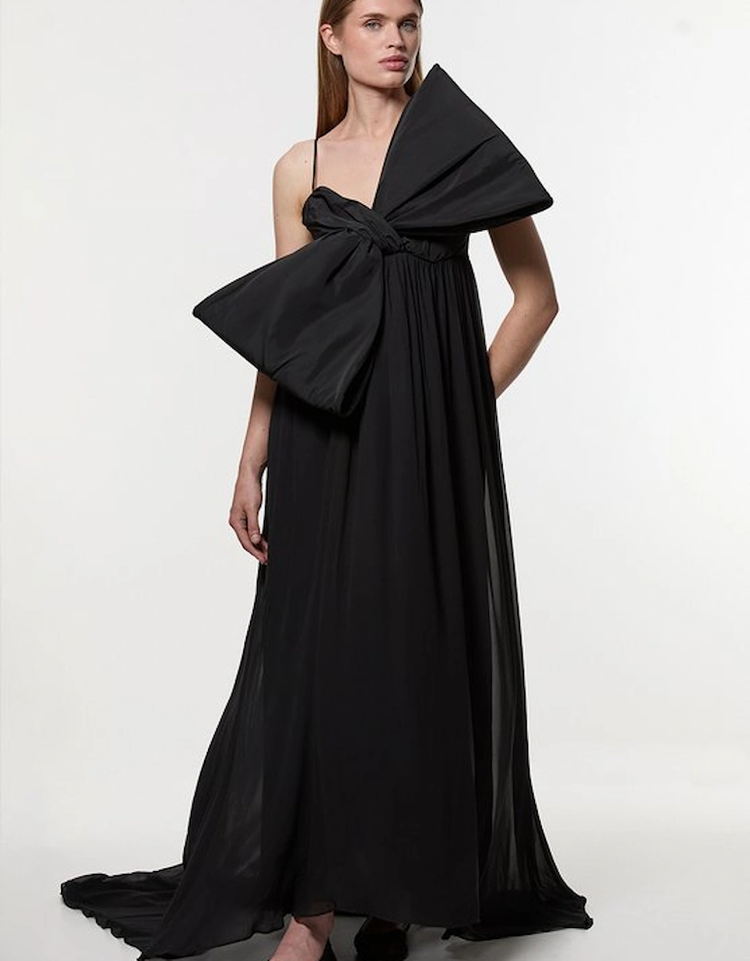 Tall Taffeta Bow Detail Woven Maxi Dress, 5 of 4