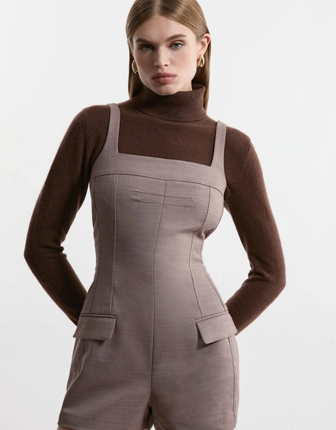 Wool Blend Tailored Playsuit