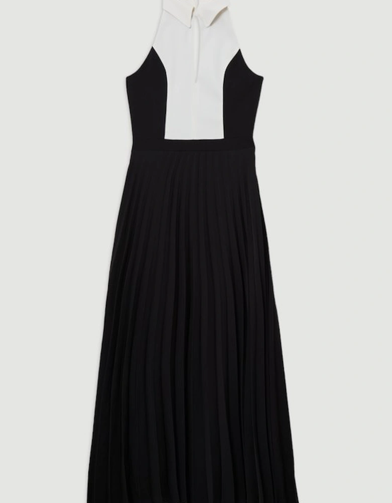 Contrast Detail Full Skirt Tailored Midi Dress