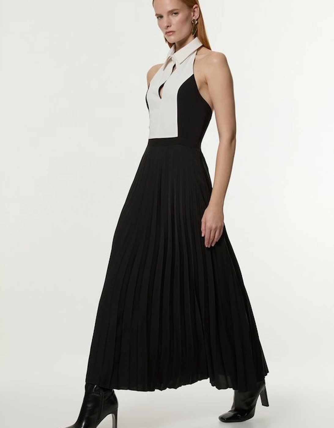 Contrast Detail Full Skirt Tailored Midi Dress, 5 of 4
