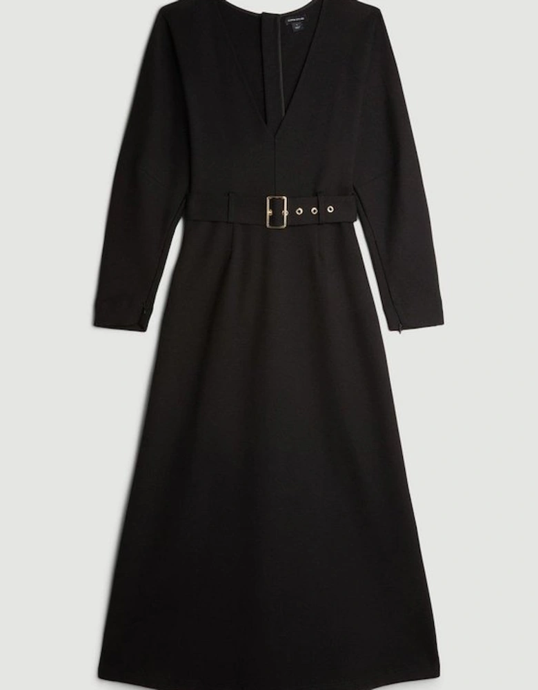 Ponte Belted Maxi Dress