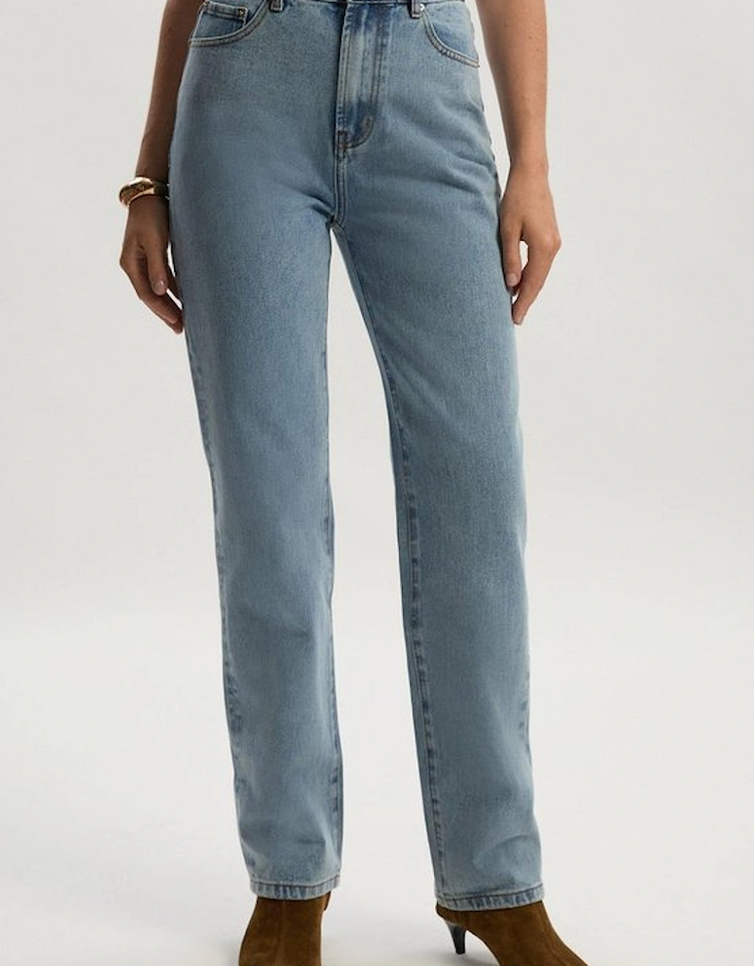 Rigid Denim  High Rise Straight Leg Jean