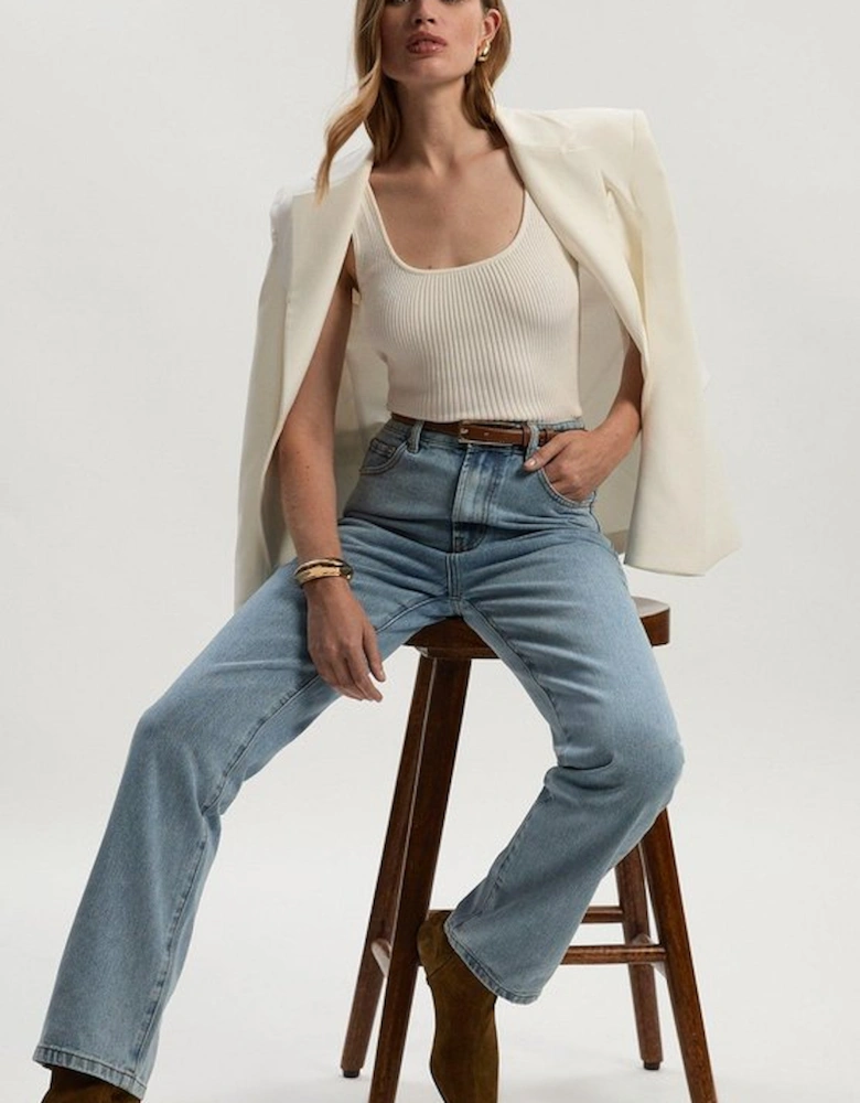 Rigid Denim  High Rise Straight Leg Jean