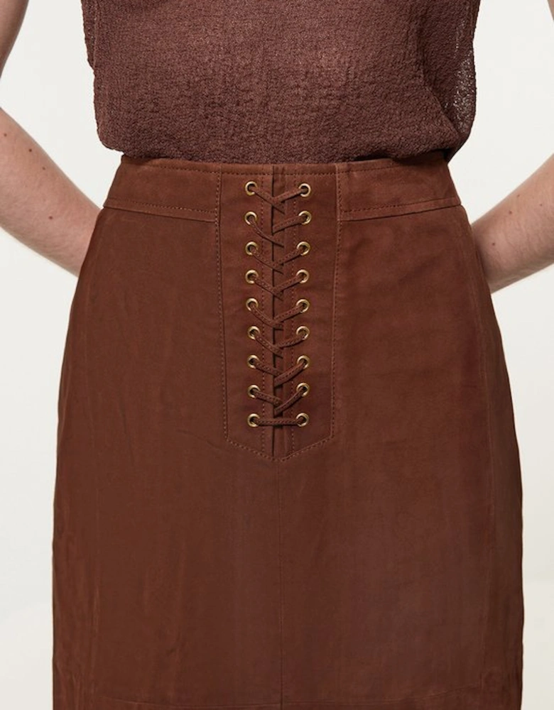 Suede Lace Up Pencil Skirt
