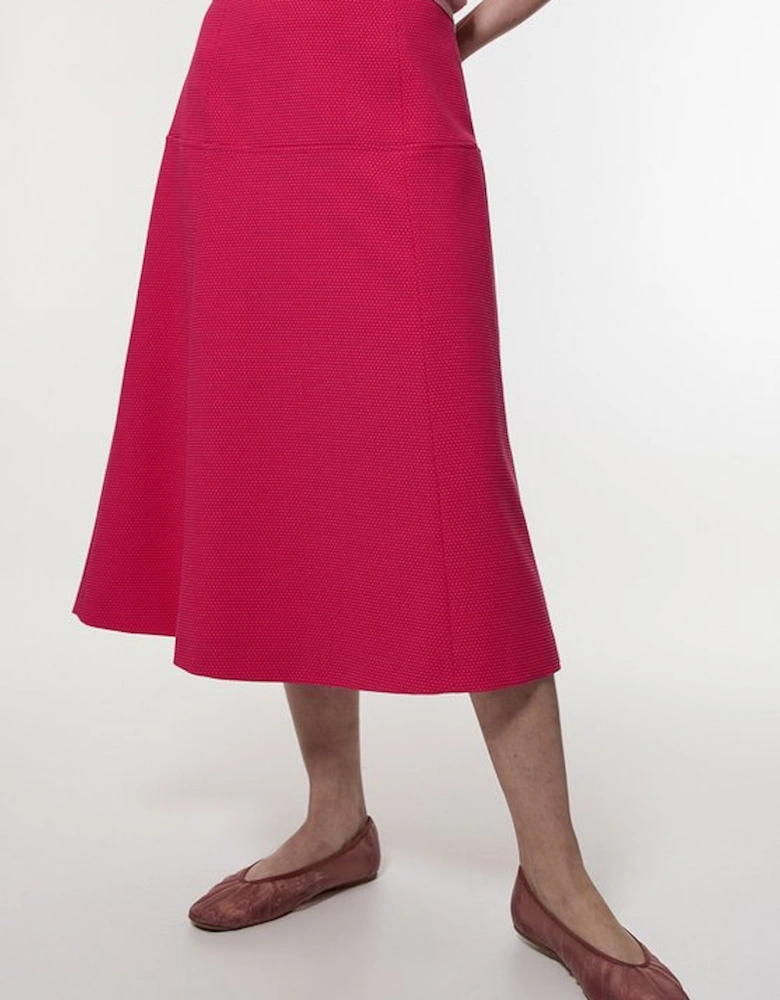 Tailored Textured Full Midi Skirt