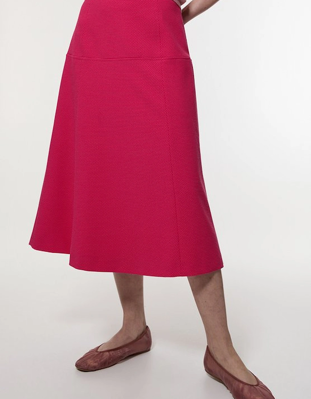 Tailored Textured Full Midi Skirt
