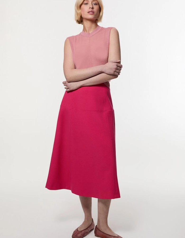 Tailored Textured Full Midi Skirt