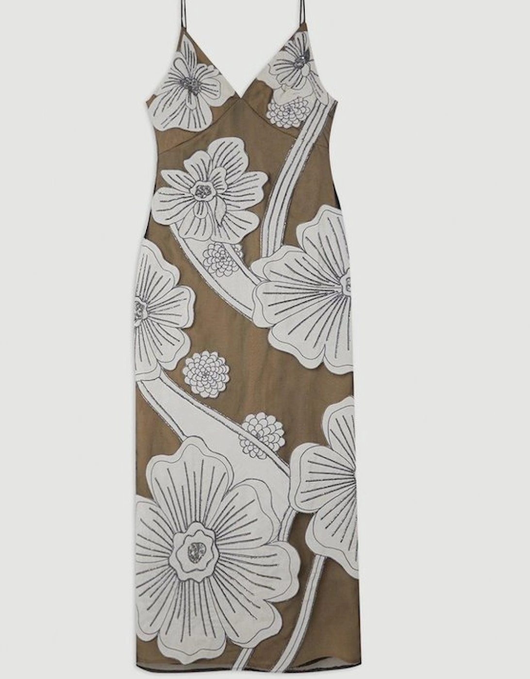 Applique Organdie Woven Midi Dress