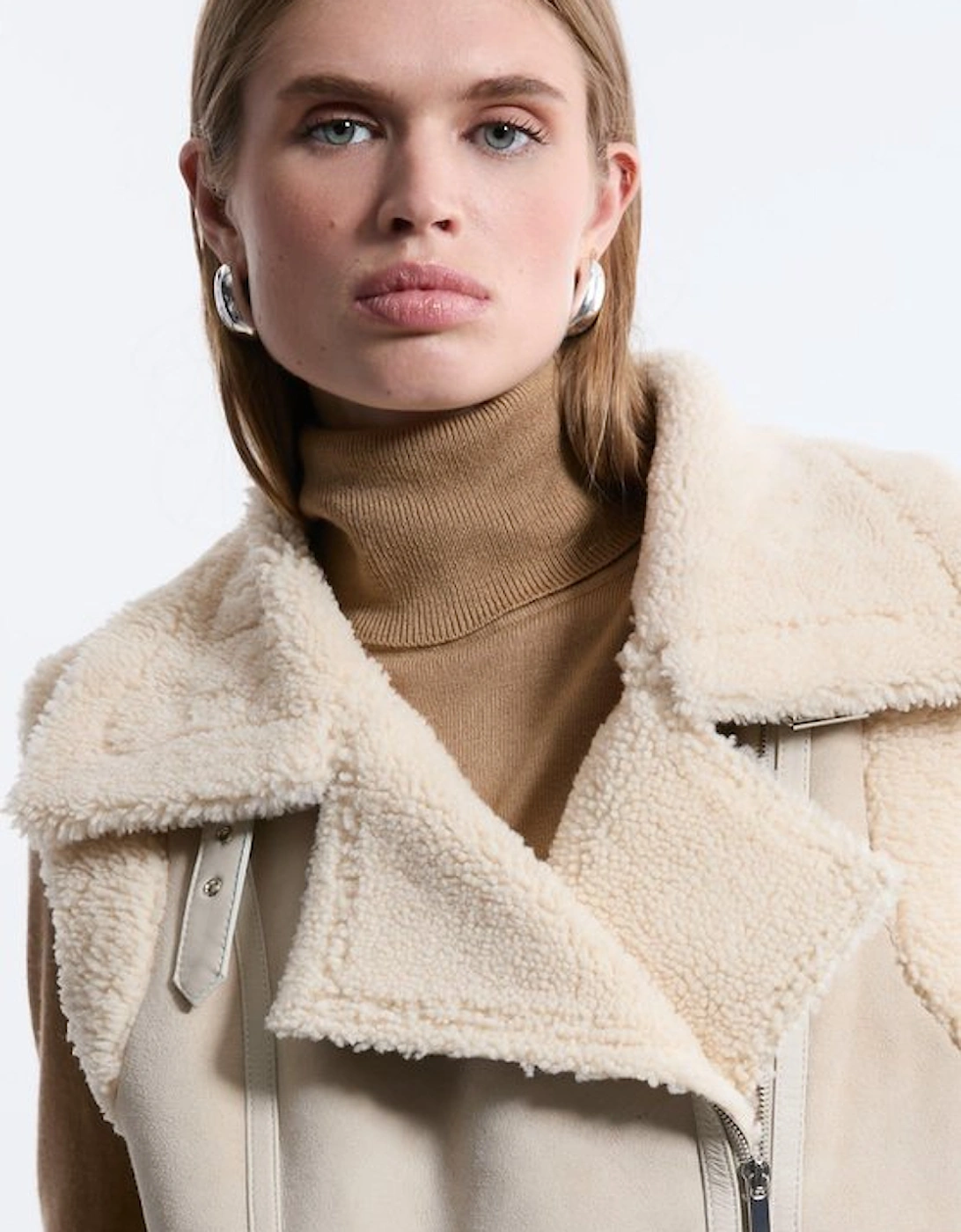 Shearling Biker Jacket Detail Gilet