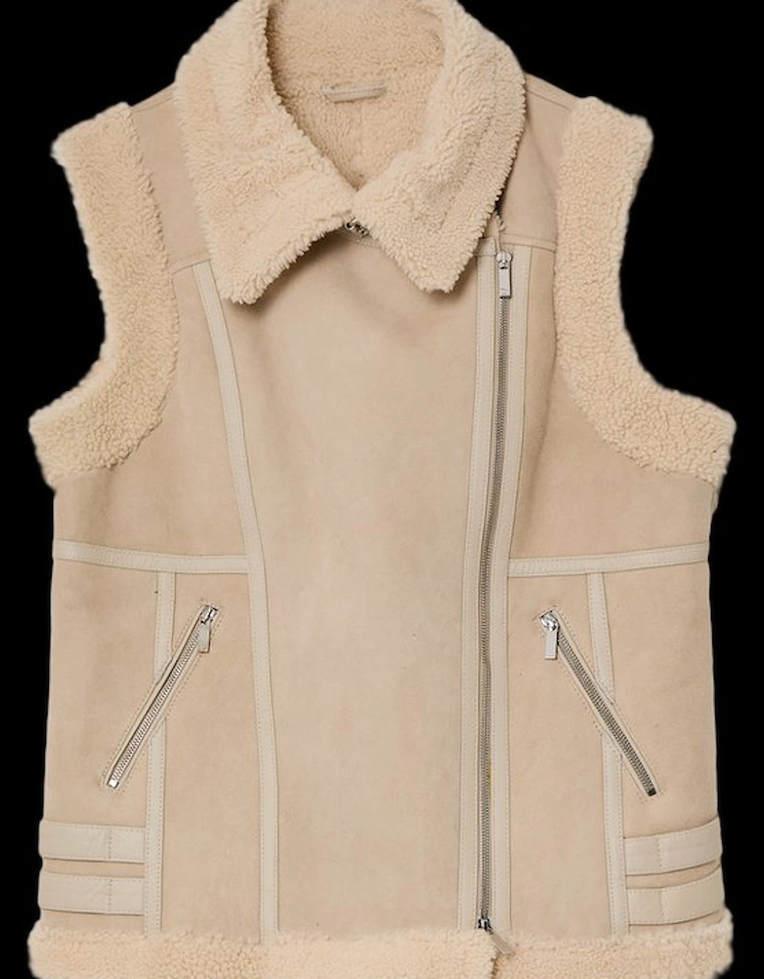 Shearling Biker Jacket Detail Gilet