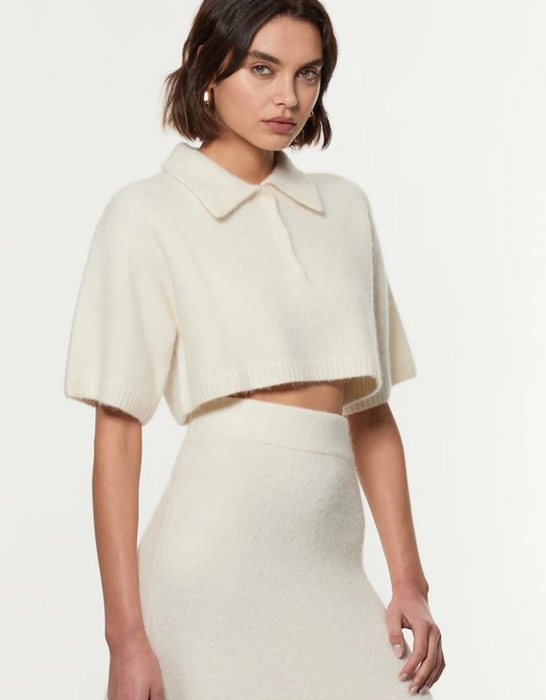 Alpaca Wool Fluffy Knit Polo Top, 2 of 1