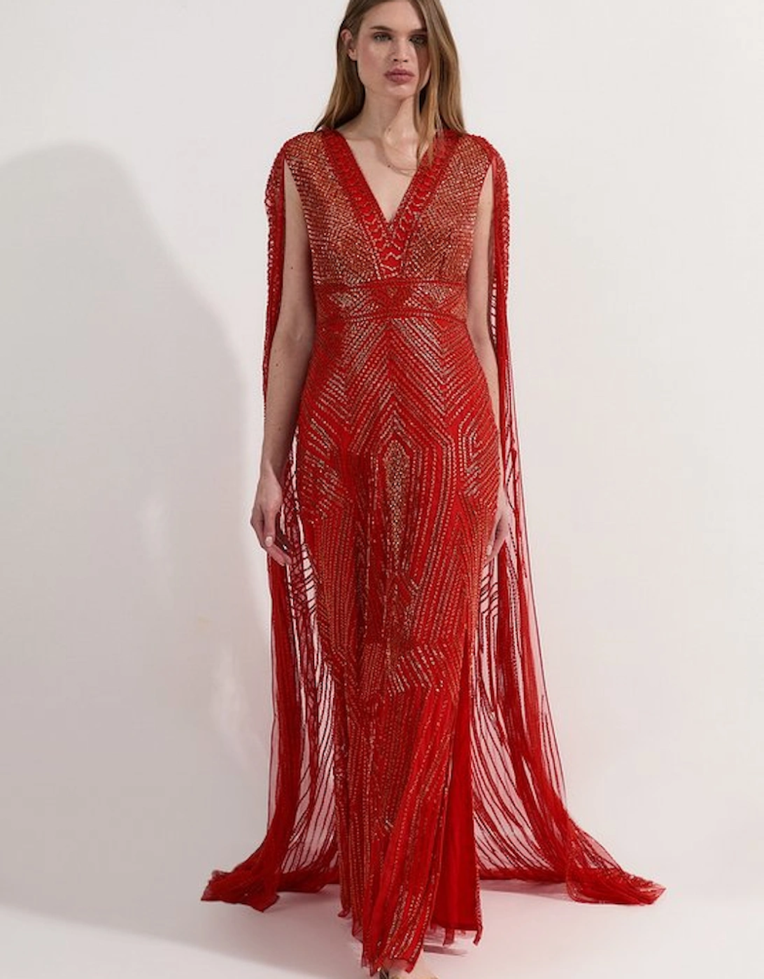 Premium Embellished Caped Maxi Dress, 5 of 4