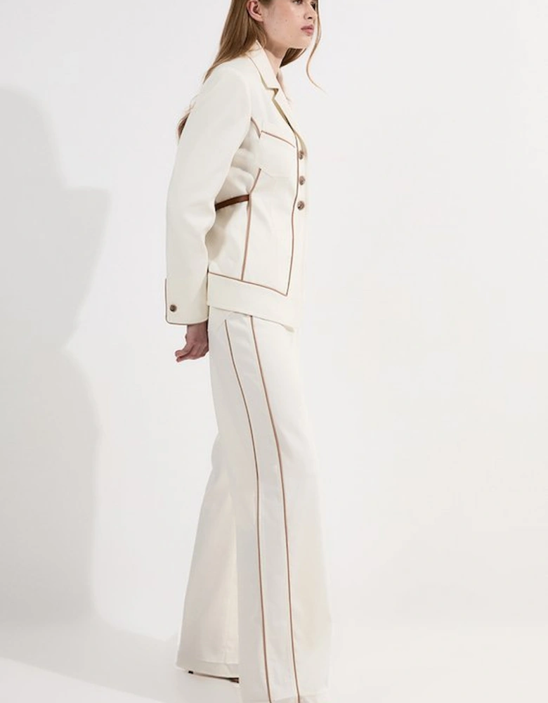 Archive Collection - Tailored Denim Belted Pocket Detail Wide Leg Trousers