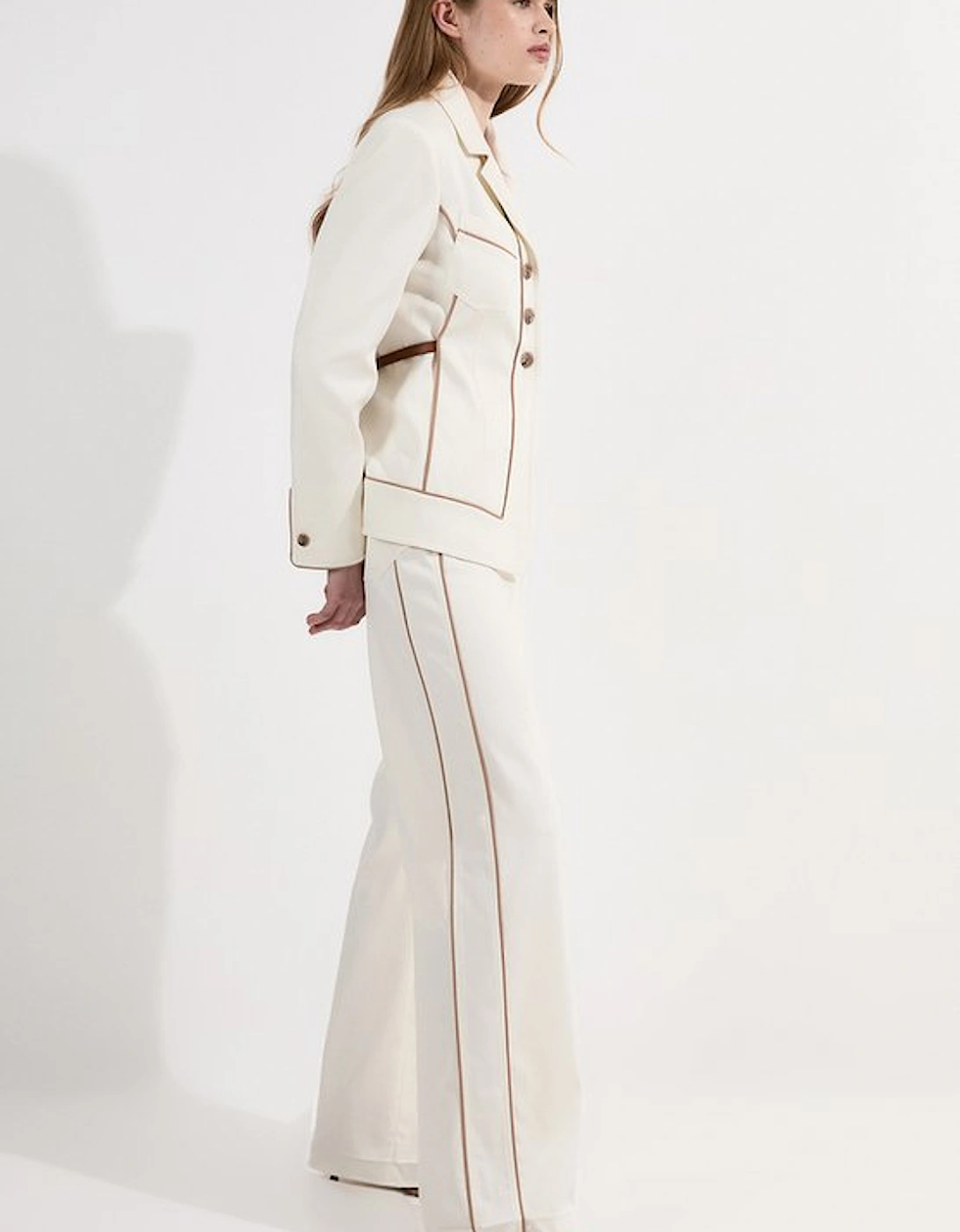 Archive Collection - Tailored Denim Belted Pocket Detail Wide Leg Trousers, 5 of 4