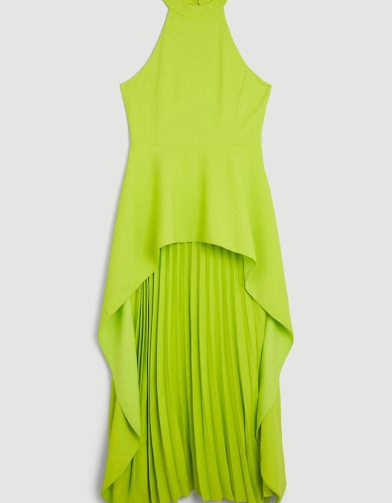Soft Tailored Waterfall Hem High Neck Midi Dress