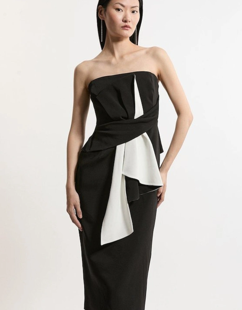 Petite Archive Collection -Bow Detail Crepe Bandeau Midi Dress