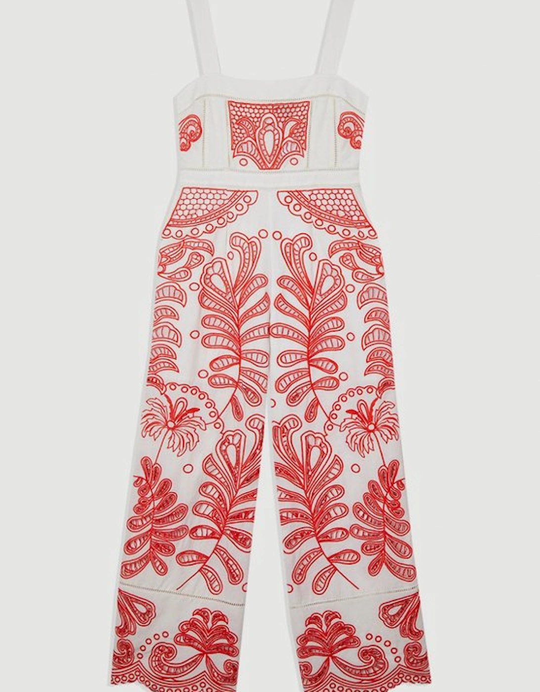 Cutwork Embroidered Wide Leg Woven Jumpsuit