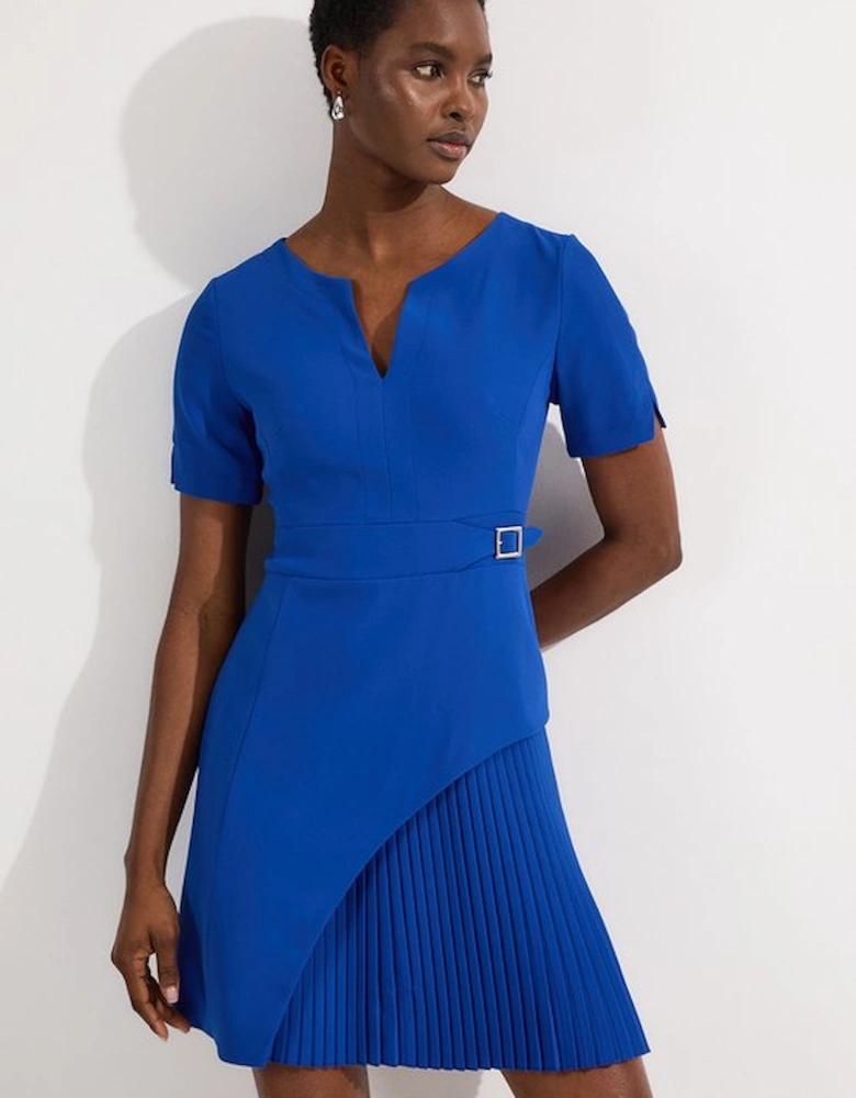 Tailored Military Pleat Short Sleeve Mini Dress