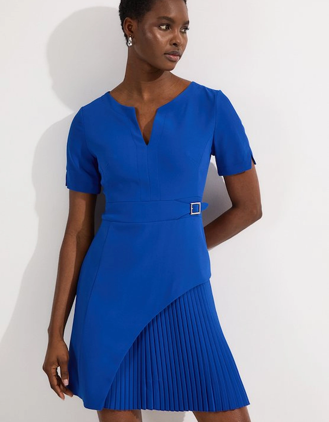 Tailored Military Pleat Short Sleeve Mini Dress, 5 of 4