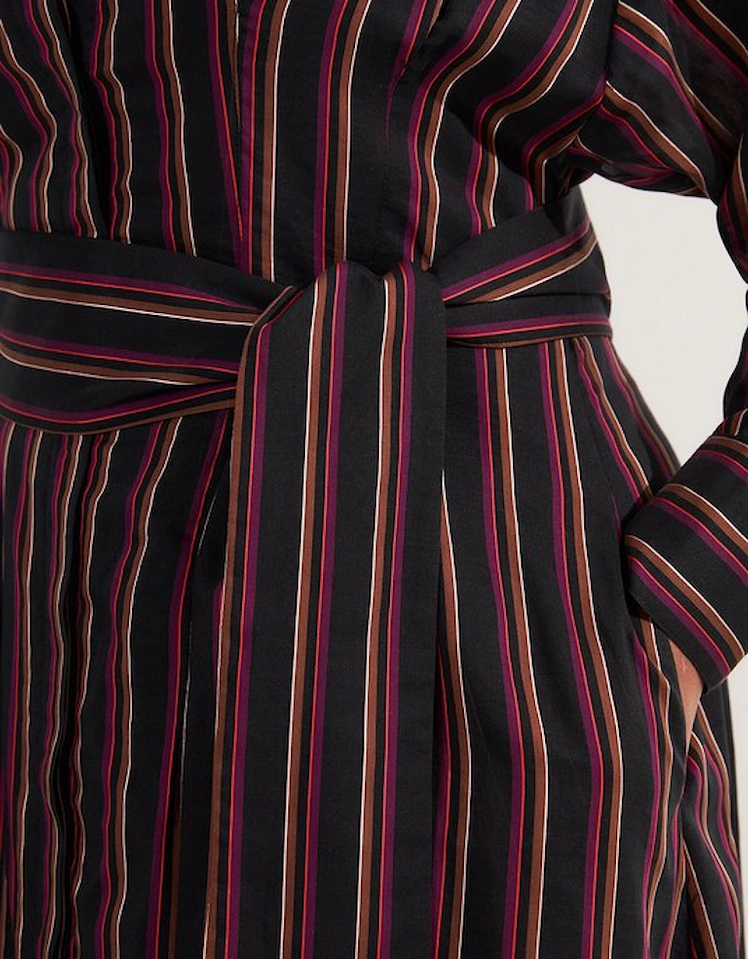 Plus Size Premium Cotton Tailored Belted Shirt Maxi Dress