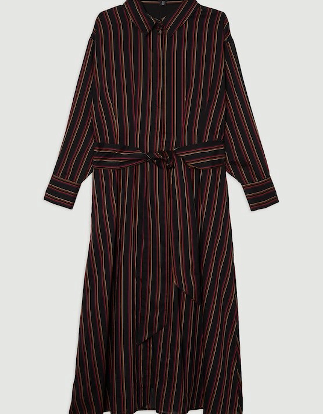 Plus Size Premium Cotton Tailored Belted Shirt Maxi Dress