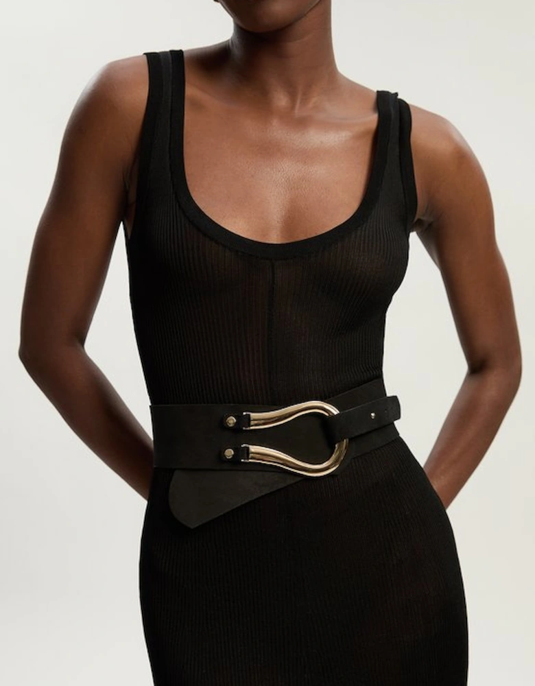 Suede Hardware Detail Waist Belt