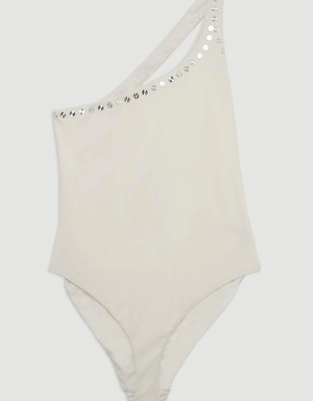 Stud Detail One Shoulder Swimsuit