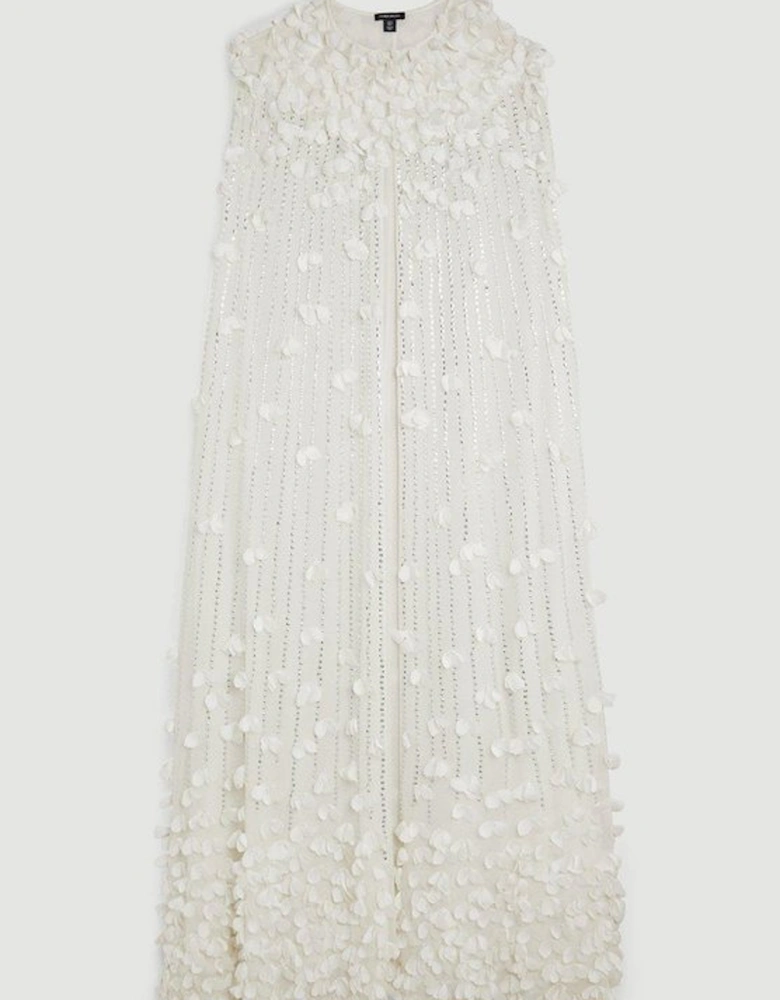 Crystal Applique Woven Maxi Cape