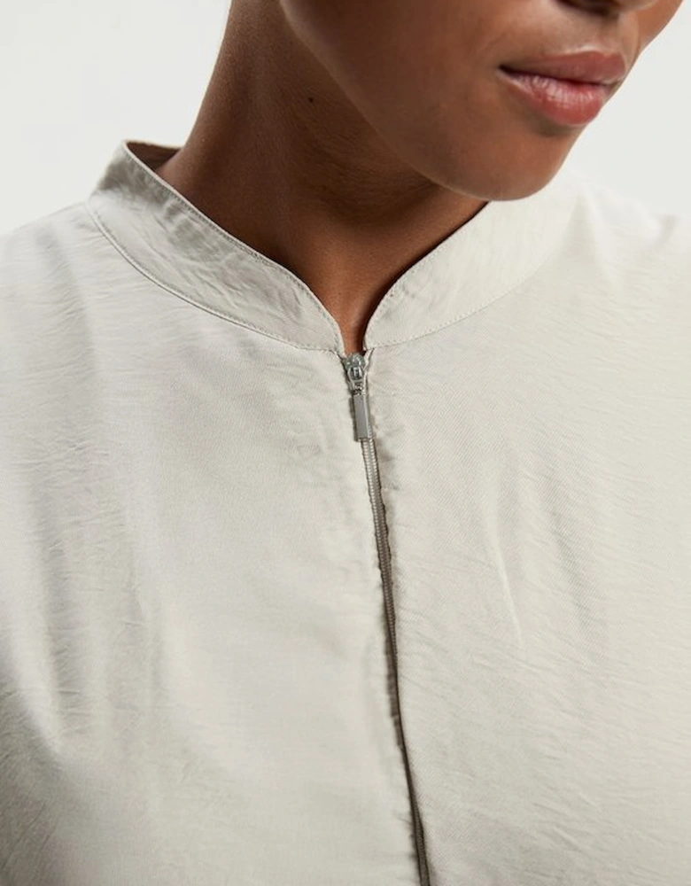 Plus Size Pleated Detail Woven Jacket