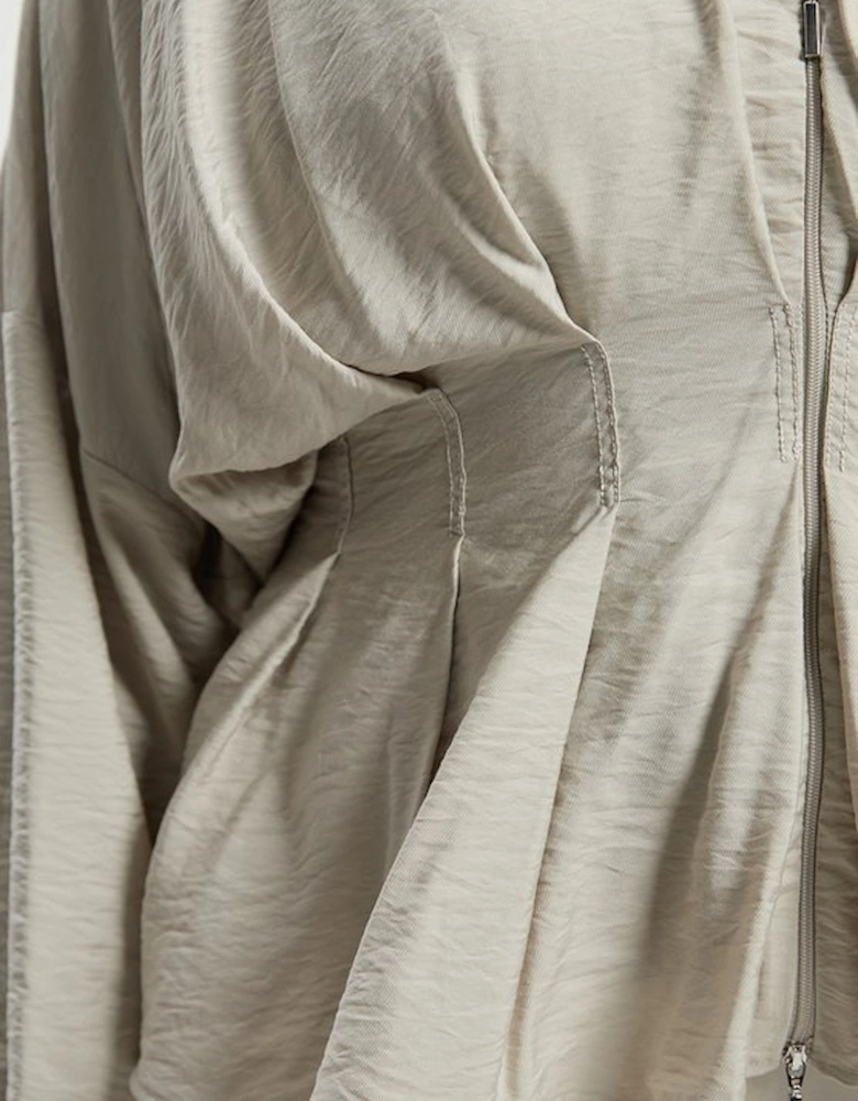 Plus Size Pleated Detail Woven Jacket