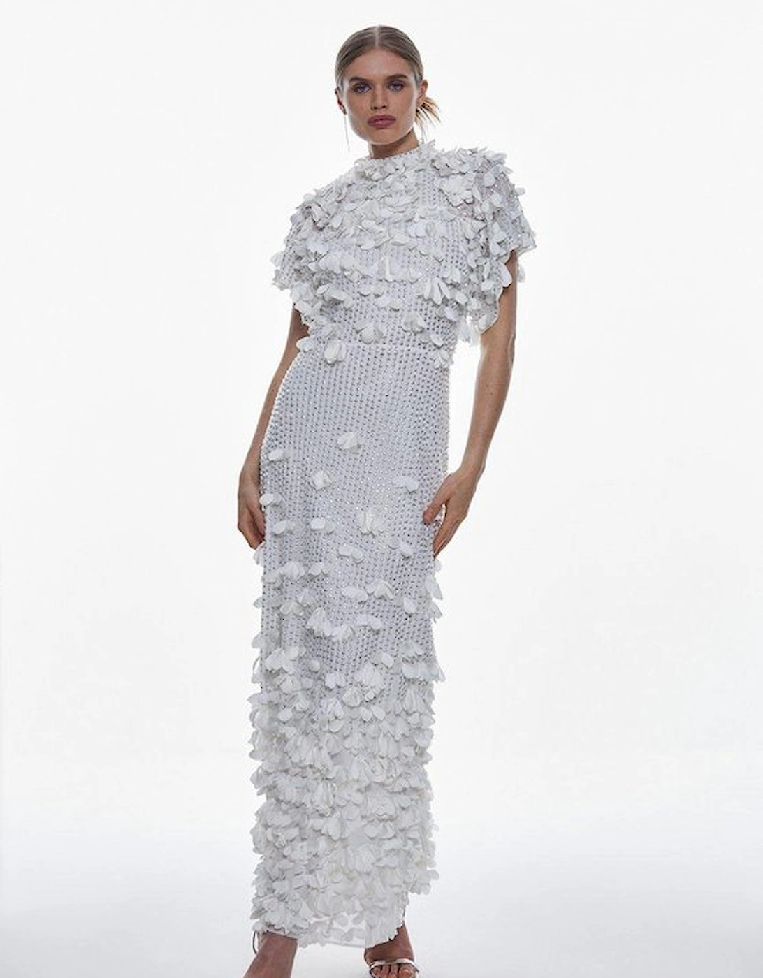 Tall Crystal Applique Angel Sleeve Woven Maxi Dress, 4 of 3